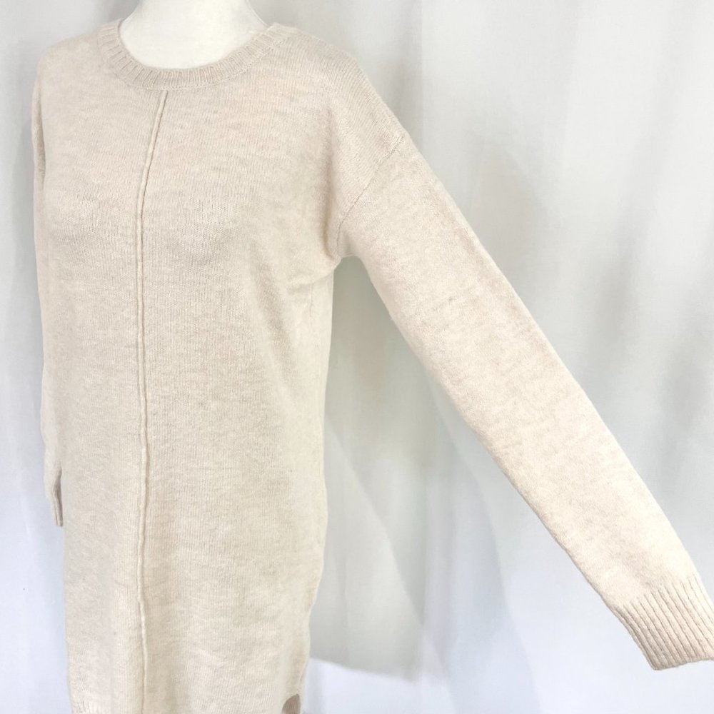 New Stitchdrop Center Seam Side Slit Long Sleeve Sweater Dress Serene Ivory XS - Picture 6 of 14